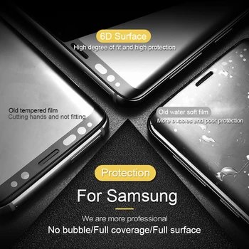 HUKU 6D Visiškai Padengti Grūdinto Stiklo Samsung Galaxy S8 S9 Plus 9 Pastaba Pastaba 8 S7 Krašto Screen Protector For Samsung S8 S9 3D Filmų