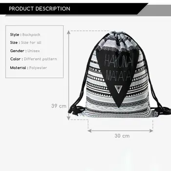 Hakuna matata Moterų geometrinis Kuprinė 3D spausdinimo kelionės softback moterų mochila raišteliu maišelį mens kuprinės