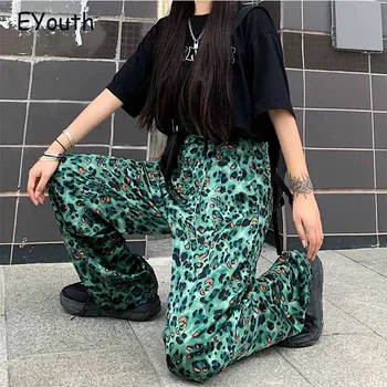 High Street Moterų Kelnės Mados Leopardas Spausdinti Hip-Hop Unisex Aukštos Palaukti, Kelnės Priežastinis 2020 Naujas Streetwear Prarasti Poilsiu