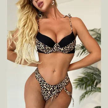 INGAGA Push Up Bikinis 2021 Maudymosi Leopard Biquini Kratinys maudymosi Kostiumėliai Moterims Seksualus Aukštos Sumažinti Brazilijos Bikini Nustatyti, Maudymosi Kostiumai