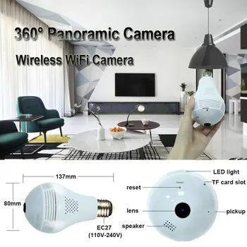 INQMEGA 360 Laipsnių LED Šviesos 960P Belaidžio Panoraminis Namų Saugumo WiFi CCTV Fisheye Lemputė Lempos IP Kameros Dviem Būdais Garso