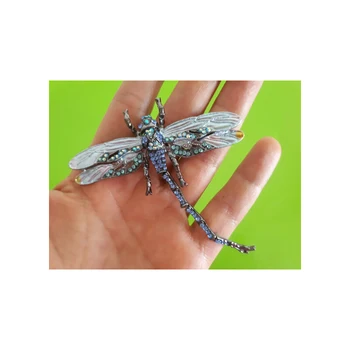 JUJIA Mielas Gyvūnas & Vabzdžių Dragonfly Sagės, Segtukai, Moterims, Mėlyna Kristalų Segė Drabužių, Aksesuarų, bižuterijos