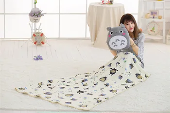 Japonija Totoro Pliušas Pagalvės Su Minkšta Flanelė, antklodė, Įdaryti vertus Šilčiau Kimštiniai Žaislai, vaikų Miegamajame Pagalvėlių Draugei