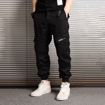 Japonų Stiliaus Mados Streetwear Vyrų Džinsai Jogger Kelnes Kamufliažas Karinei Pramonei Prarasti Didelis Kišenėje Krovinių Kelnės Hip-Hop Kelnės