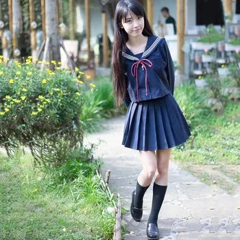 Japonų Stiliaus korėjos Kawaii JK Kostiumu Mergina, vidurinės Mokyklos karinio jūrų Laivyno Jūreivis Vienodą Moterų Plisuotas Sijonas, marškinėliai Topai Anime Cosplay Kostiumas