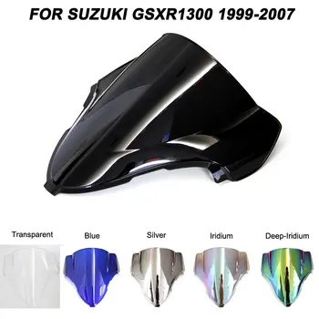 Juoda Motociklas Motociklo priekinio Stiklo, Double Bubble priekinis Stiklas, Vėjo Deflektoriai Už Suzuki Hayabusa GSXR1300 GSXR 1300 1999-2007