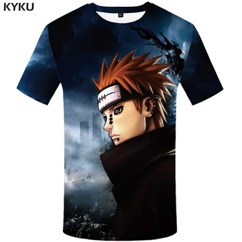 KYKU Naruto Marškinėliai Vyrams Anime Drabužius Miesto Simbolį Marškinėlius Japonija Stiliaus Erdvę, Print T-shirt Juokinga T Shirts Kietas Mens Drabužiai