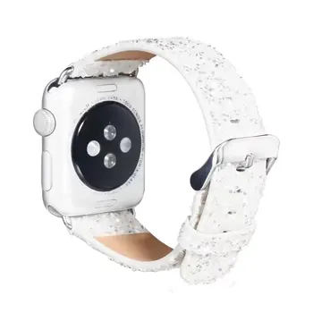 Kalėdų Bling Blizga PU Odos Riešo Dirželis Apple Apyrankę Žiūrėti Juostos iWatch Serija 5 4 3 2 1 38/40mm 42/44mm Watchband