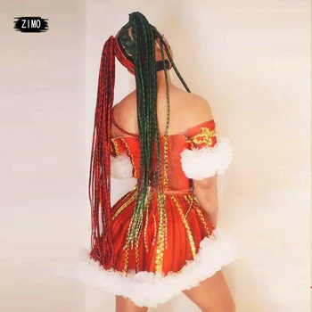 Kalėdų kostiumas suaugusi Kalėdų kostiumas Atostogų dj, naktinis klubas šalies seksualus etape parodyti 2 gabalas Viršūnes ir sijonai skrybėlę galvos apdangalai