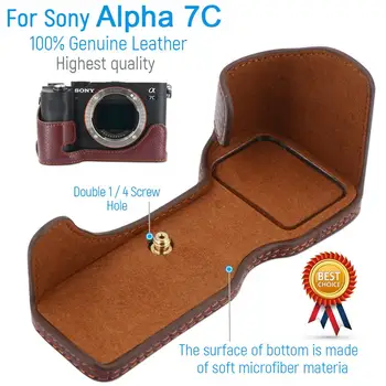 Kamera natūralios Odos pusė Atveju Apsauginis Krepšys Sony Alpha 7C A7C
