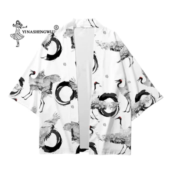 Kimono Yukata Kailis Samurajus Vyrai Moterys Harajuku Marškinėliai Haori Cardigan Azijos Anime Kostiumais Viršūnes Spausdinti Japonija Suaugusiųjų Tris Ketvirtis