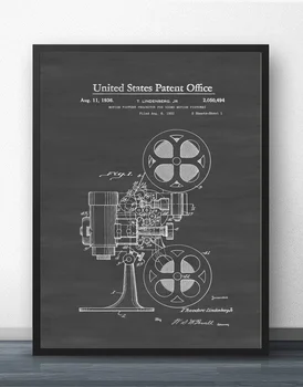 Kino Projektorius Patentų 1936 Planas Sienos Meno Dažai Sienų Dekoras Drobė Spausdina Drobė Meno Plakatas Naftos Paveikslai, Be Rėmelio