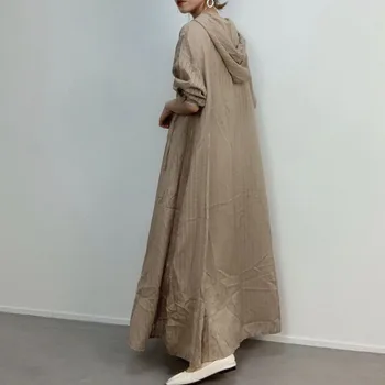 Korėjos Stiliaus, Elegantiškos Moterys Suknelė Prarasti 2020 M. Rudenį Gaubtas Kaklo Atsitiktinis-Line Ilgas, Maxi Hoodie Suknelės Negabaritinių Japonija Ponios Vestiods