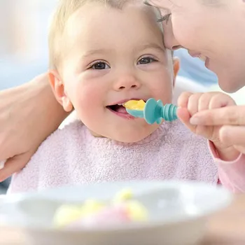 Kūdikių Mokymo Stalo Šaukštas Nustatyti Maisto produktų kokybės Silikono Šėrimo Patiekalų, Šaukštas Šakutė Kūdikių Stalo įrankiai Nustatyti BPA Nemokama Vaikams Vaikams