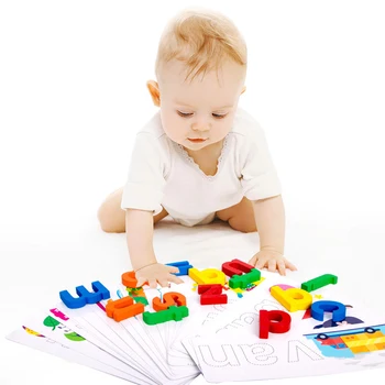Kūdikių Montessori Rašybos žodį žaidimas, Mediniai Žaislai, Ankstyvo Mokymosi Dėlionės Raidžių Alfabetą Įspūdį Ikimokyklinio Ugdymo Žaislai Berniukas Mergaitė