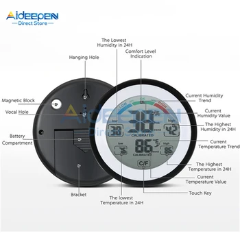 LCD Digital Jutiklinis Ekranas Termometras su Drėgmėmačiu Turas Skaitmeninis Temperatūros Patalpoje Drėgmės Matuoklis Oro Stotis Automobilį