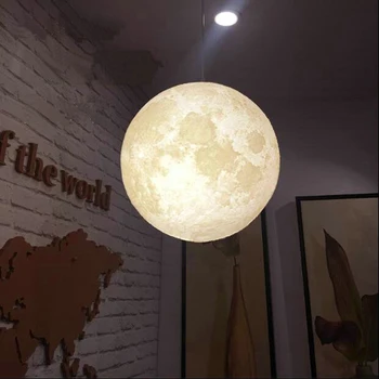 LED 3D Spausdinimo Mėnulis Pakabukas Šviesos Kambarį Miegamojo Puošmena Kabo Lempa E27 Restoranas Apšvietimo Šviestuvas Kūdikių Sieniniai Šviestuvai
