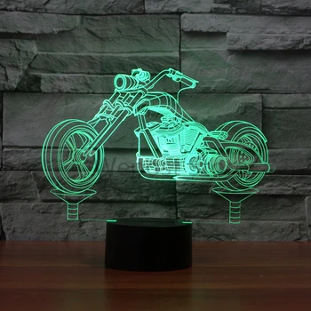 LED Motociklo Iliuzija LED naktinė lempa 3D Motociklo Modelis Stalo Lempa 7colors Keičiasi Atmosfera Touch Lempos Modernus Dekoro