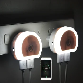 LED Nakties Šviesos, su Dual USB Prievado Šviesos Jutiklis Kontrolės Apšvietimo Plug-in Sienos Įkroviklio Lemputė MUMS/ES/JK Kištukinis Lempos, Miegamojo