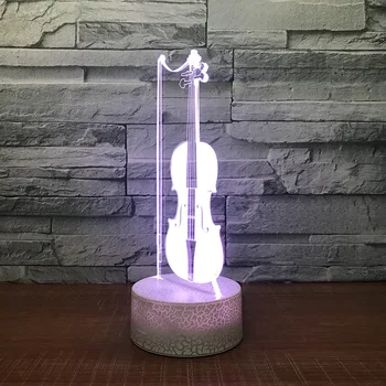 LED Smuikas 3D Lentelės, Stalo Lempos USB 7 Spalvų Keitimas Muzikos Instrumentai Naktį Šviesos Vaikai Miego Apšvietimas, Dovanų Puošimas Lašas Laivas
