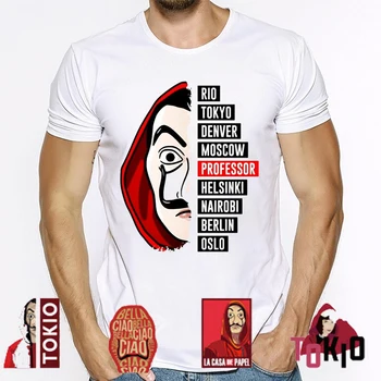 La Casa De Papel T-shirt Moterims, Namai Pagaminti iš Popieriaus, T-marškinėliai Vyrams, Juokinga Dizaino Pinigų Animacinių filmų Tees Viršūnes Moterų Marškinėliai Hip-Hop