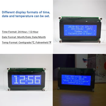 Laikrodžio Modulį Rinkinys LCD Muzikos Spektro Ekranas Laikrodis Didelio Šrifto 4Digit Skaitmeninis Laikrodis, 