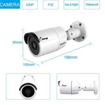 Laikytojas 8CH 4K Ultra HD POE Tinklą, Vaizdo Apsaugos Sistemos 8MP H. 265+ NVR Su 8pcs 8MP Neperpučiamas IP Kameros CCTV Saugumo Rinkinys