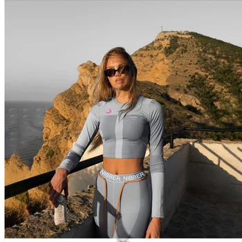 Laiškas išspausdintas moterų sporto kostiumas Capris 2-piece sportinė apranga sportiniai, bėgiojimo fitneso kostiumas