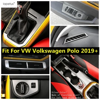 Lapetus Nerūdijančio Plieno Priedai VW Volkswagen Polo 2019 M. - 2021 M. Viduryje Oro KINTAMOSIOS srovės tinklo Lizdas / Langų Pakėlimo Mygtuką Padengti Rinkinys Apdaila