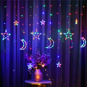 Linksmų Kalėdų Šviesos LED Star Mėnulis Spalvinga Girlianda Pasakų Žibintai Kalėdų Dekoracijas Namų Kerst Decoratie Luces Navidad