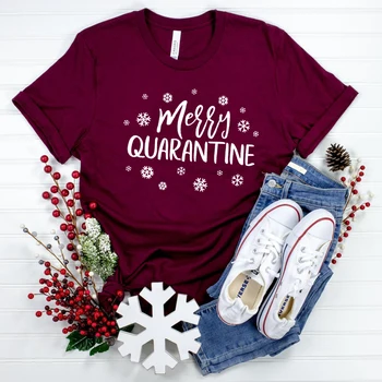 Linksmų Karantino Juokingas Kalėdų T Shirts Moteris 90s Babygirl Grafinis Tee Marškinėliai Medvilnės Didelis Dydis trumpomis Rankovėmis Viršūnes Priežastinis Laisvas
