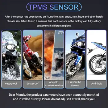M3-B Belaidžio Motociklo PSSS Realiu Laiku Padangų Slėgio Stebėjimo Sistema, Universali 2 Išorės Vidaus Jutikliai, LCD Ekranas