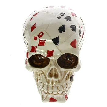[MGT]Poker Face Tatuiruotės Kaukolė Lošimų Skeletas Ace Kortelės Helovinas Siaubo Apdailos Kaukolė Lošėjas Kortos Statulėlės Statula