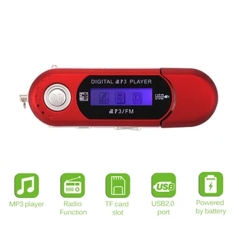 MP3 Grotuvas, Mini Nešiojamą USB Skaitmeninis FM Radijo, klausytis Muzikos Aptakus ir Elegantiškas MP3 Grotuvas Parama 32GB TF Kortelė SD Kortelę IR FM Radijas