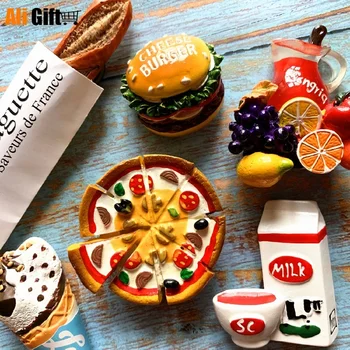 Mada Maistas Šaldytuvas Magnetas Lipdukas 3D Namų Puošybai Pieno, Pica, Mėsainis Sulčių 3D Šaldytuvas Šaldytuvas Magnetas Lipdukas