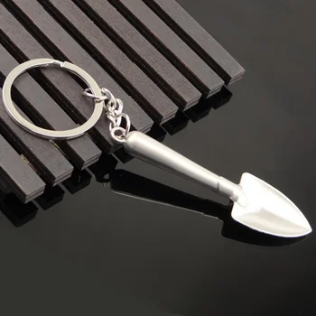 Mados Naujovė Mini Kastuvas Keychains Metalo Kastuvu Keyrings Skatinimo Raktų pakabukai Pulteliais 3D Kastuvas Metalinis