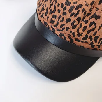 Mados Skrybėlę Retro Stiliaus Tendencija Įgaubtas Forma Flat Top Leopardas Spausdinti Newsboy Skrybėlę Vyresnio Amžiaus Mergaitė Hat2020 A26