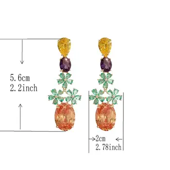 Mados prabangių bohemijos lašas auskarai moterims, madingų aukštos kokybės trijų kubinių cirkonis gėlių ir apelsinų lašas ovalo formos