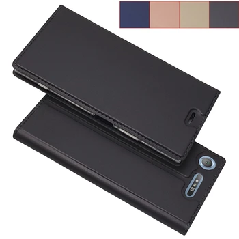 Matinis Piniginės Atveju Flip Cover Case Sony Xperia XZ1 / XZ1 Kompaktiškas Magnetinio adsorbcijos telefono dėklas verslo stilius