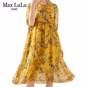 Max LuLu Vasaros 2020 M. Europos Mados Ponios Šifono Suknelės, Moteriški Derliaus Gėlių Spausdinti Suknelė Moterų Prarasti Elegantiškas Vestidos