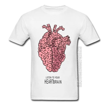 Medicinos Biologijos, Anatomijos Mokslas Širdies Marškinėliai Klausyti Savo Širdies, Smegenų Medvilnės Vasaros/Rudens Viršūnes & Tees Mens Tee Marškinėliai