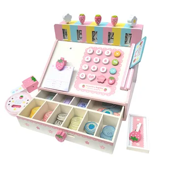 Mediniai vaikų modeliavimas prekybos centruose kredito kortelės mašina kasa vaikų žaisti namus, mediniai žaislai, vaikų gimtadienio dovana
