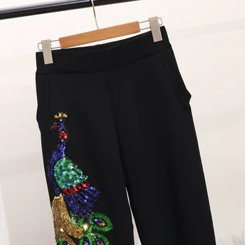 Megzti Nustatyti Moterų 2021 M. Rudens Žiemos China Povas Modelio Megztinis Ilgas Pieštuko Pants Ladies Sportiniai Kostiumai Atsitiktinis Palaidų 2 Dalių Komplektas