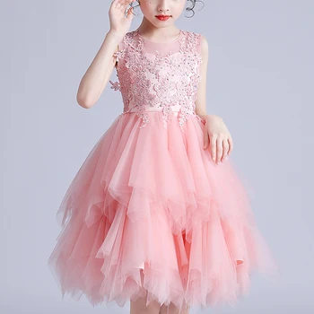 Mergaičių Trumpos Suknelės, Vestuvės Drabužius Gėlių Atsitiktinis Tinklelio Suknelė Princesė Vasaros Mergaitės Vaikų Sluoksnių Suknelė d1280