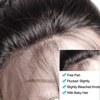 Mergelė Plaukų Bendrovė Prieš Nupeštos Nėrinių priekinės Tiesiai Remy Human Hair Skaidrus, Vidutinio Ruda Šveicarijos Nėriniai Su Kūdikio Plaukų