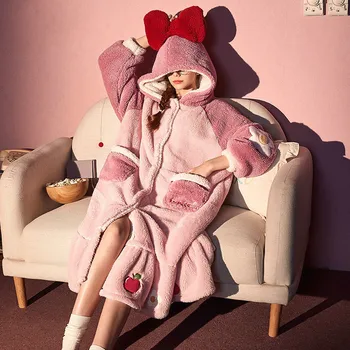 Mielas Animacinių Filmų Princesė Pajama Moterų Nešiojami Šilta Antklodė Rankovės Sleepwear Moterų Prarasti Nightsuits