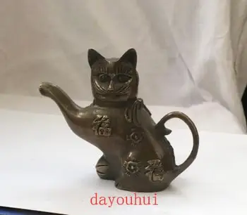 Mielas miniatiūriniai turtingas katė modeliavimo senovės ąsotis virdulys bronzinė statula