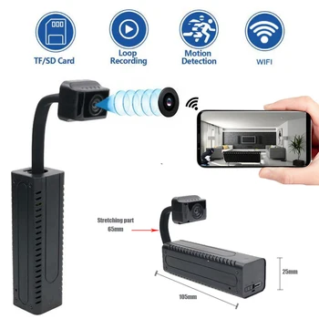 Mini Kamera, Wifi Realaus laiko Stebėjimo 1080P HD IP vaizdo Kamera AI Žmogaus Aptikimo Linijos Įrašymo Mikro Kamera, vaizdo Kameros
