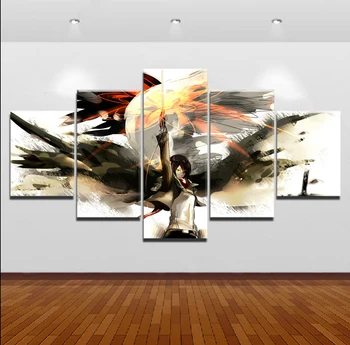 Modulinė Drobė Spausdinti Plakatas Kambarį 5 vnt Mikasa Akermano Anime Ataka, Titan Dažymo Namų Dekoro Sienos Meno Nuotrauką