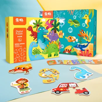 Montessori Mediniai Žaislai, Kūdikių, Vaikų Pažinimo Gyvūnų Ūkyje Vandenyno Medinės Dėlionės, Žaislų Anksti Eduction Dovanos